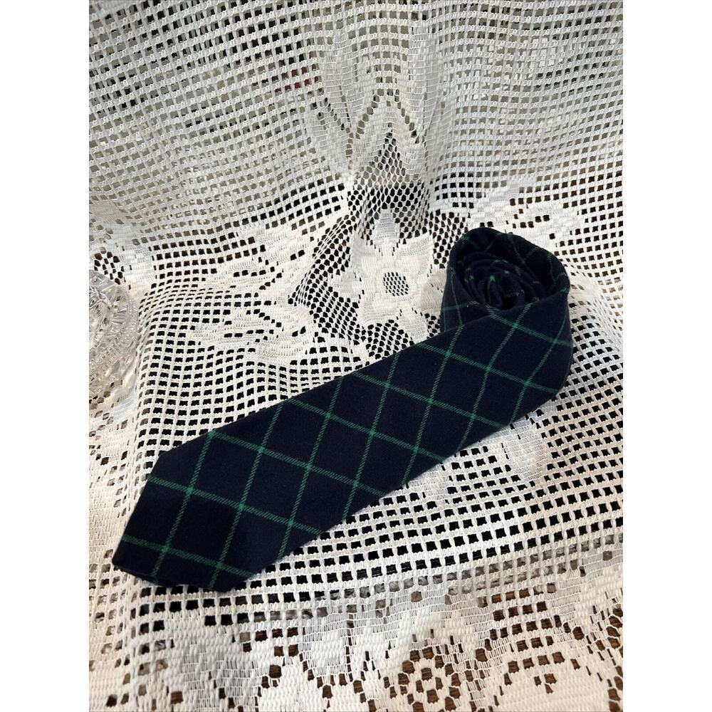 Gentleman Collective Tie, Cotton Blend Navy With Diagonal Stripes Of Green